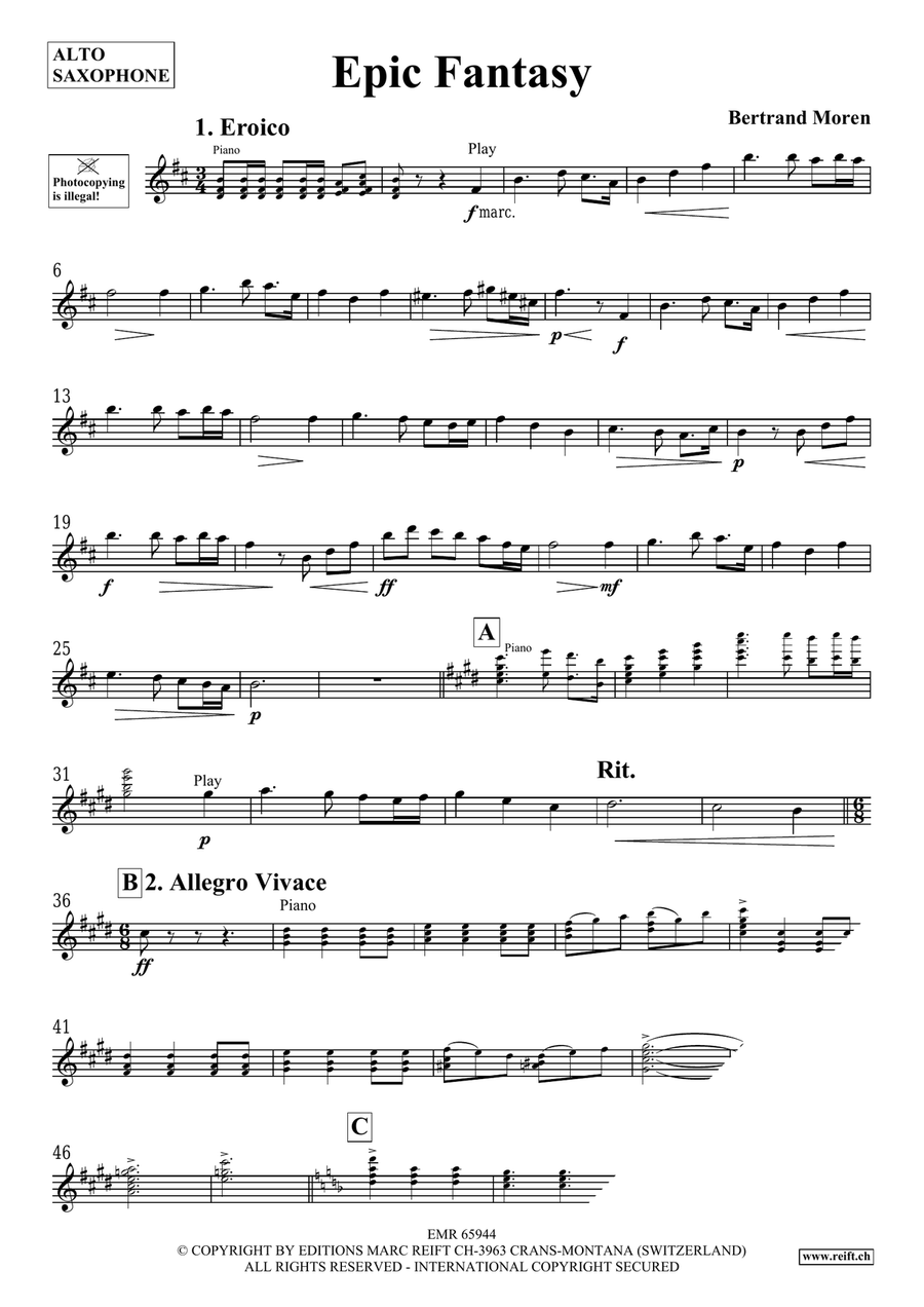 Epic Fantasy Epic Fantasy Alto Saxophone scores gallery preview page 4