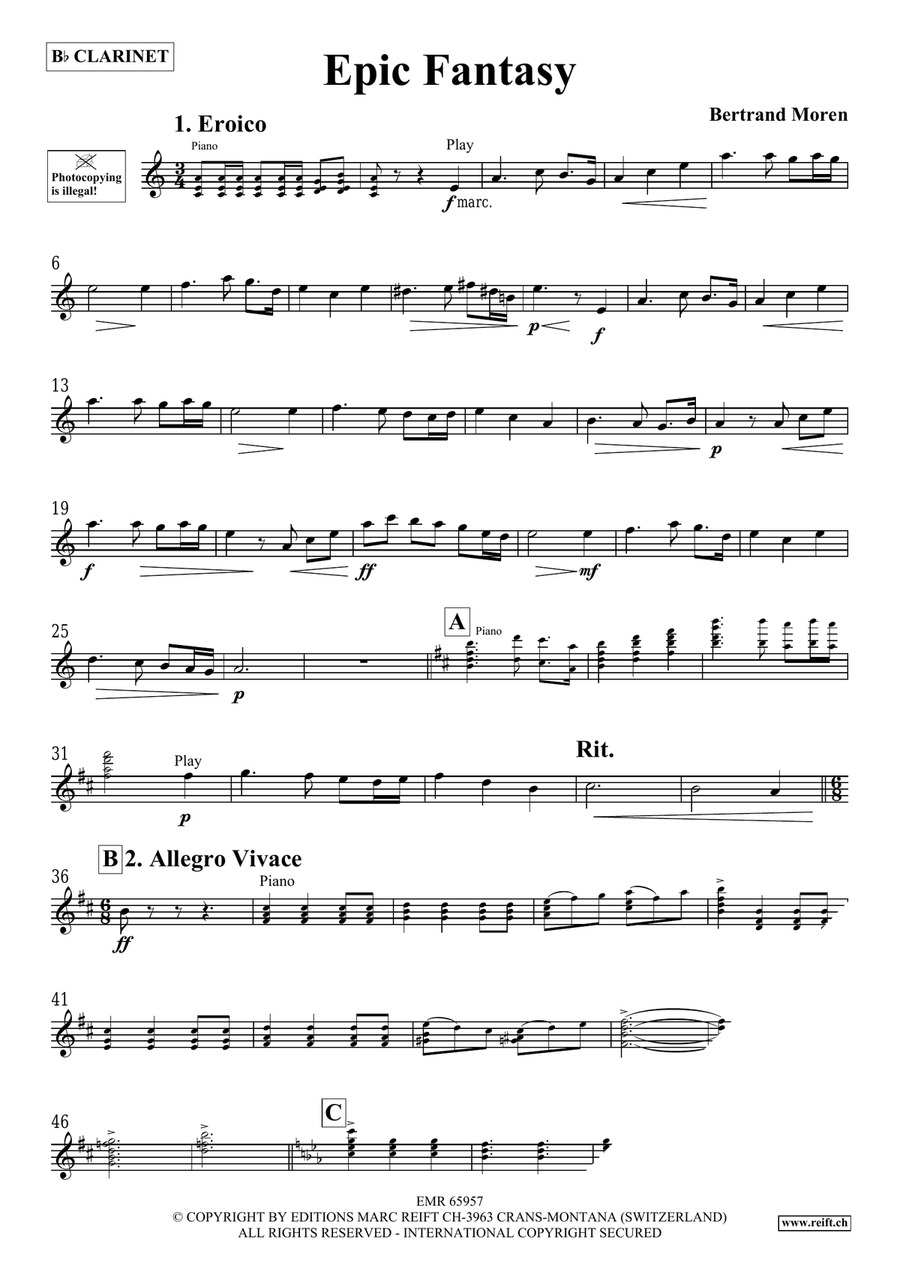 Epic Fantasy Epic Fantasy Clarinet Solo scores gallery preview page 4