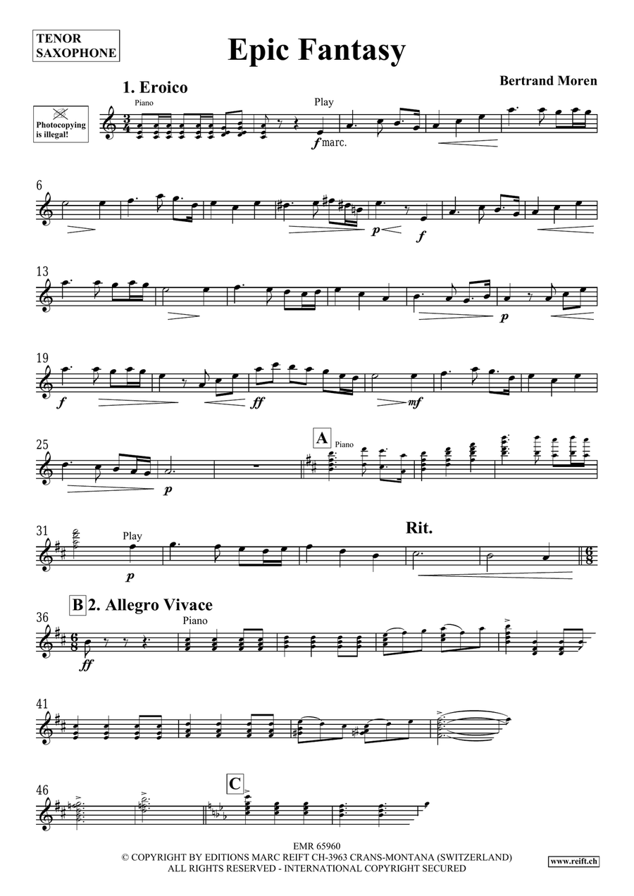 Epic Fantasy Epic Fantasy Tenor Saxophone scores gallery preview page 4