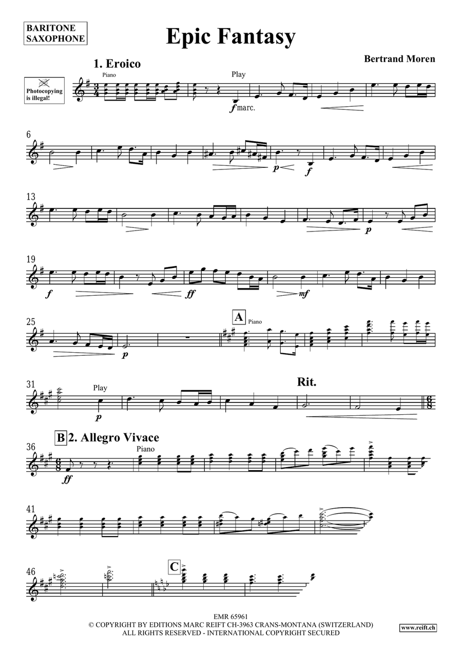 Epic Fantasy Epic Fantasy Baritone Saxophone scores gallery preview page 4