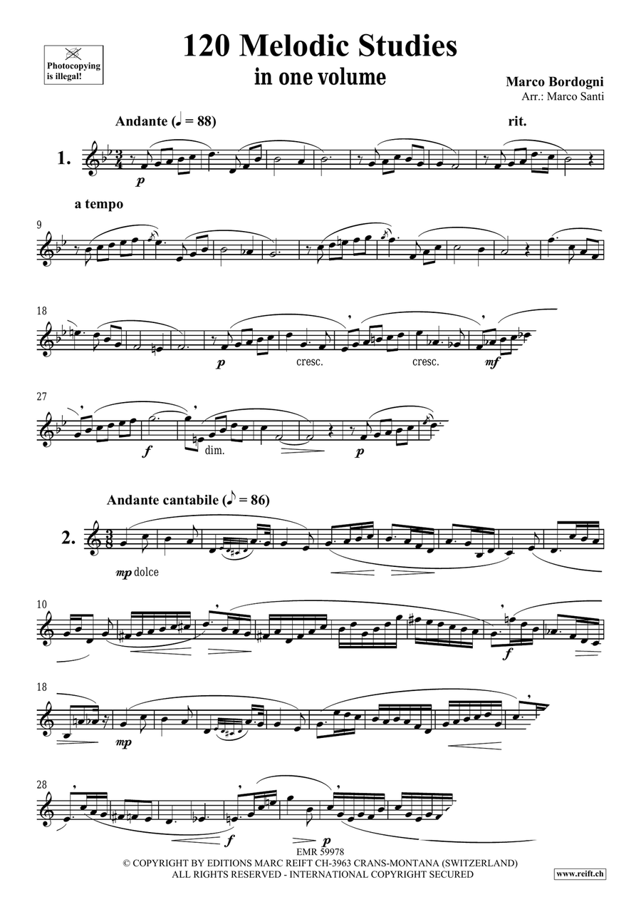 120 Melodic Studies in one volume Trumpet scores gallery preview page 3