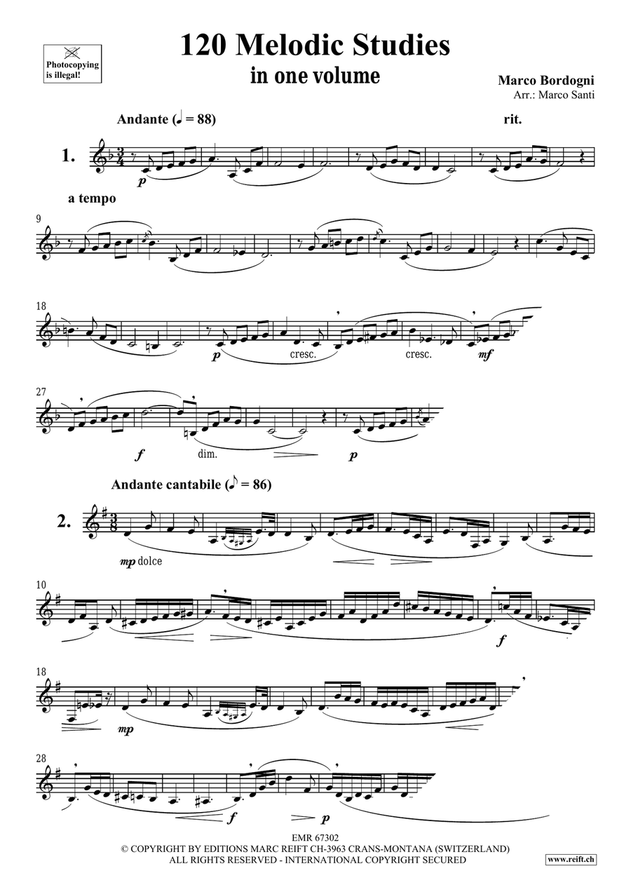 120 Melodic Studies in one volume Bass Clarinet scores gallery preview page 3