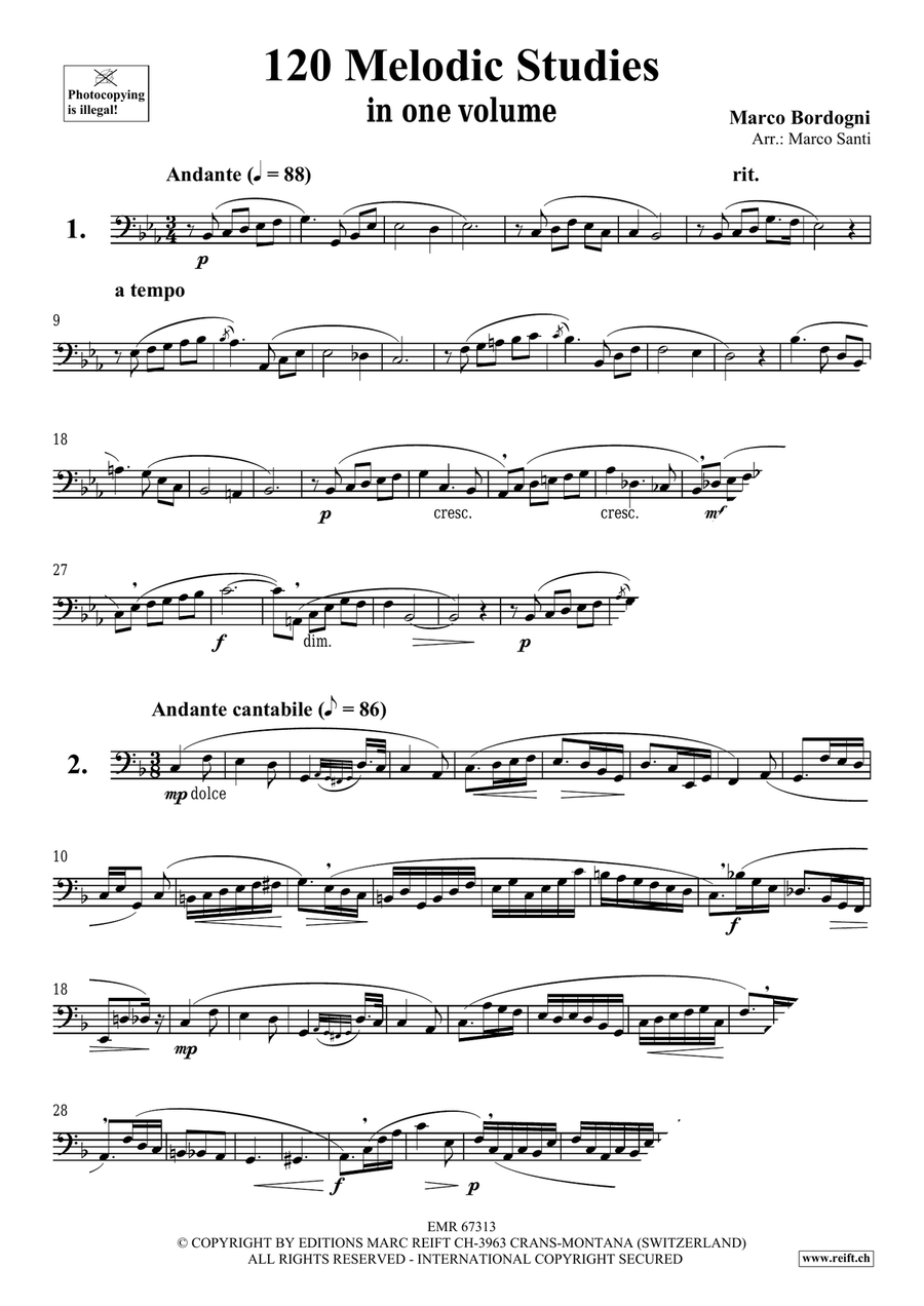 120 Melodic Studies in one volume Trombone scores gallery preview page 3
