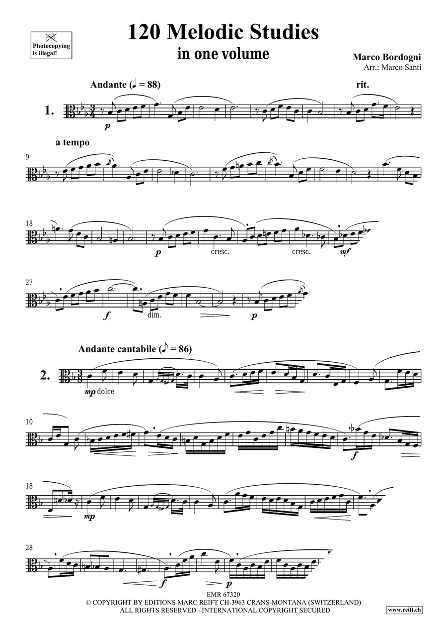 120 Melodic Studies in one volume Viola Solo scores gallery preview page 3