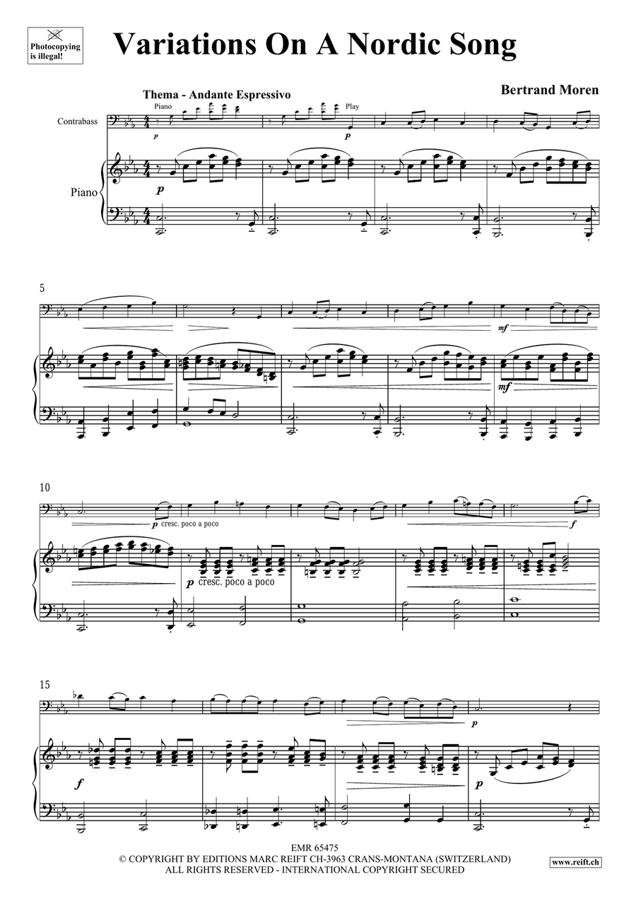 Variations On A Nordic Song Double Bass scores gallery preview page 5