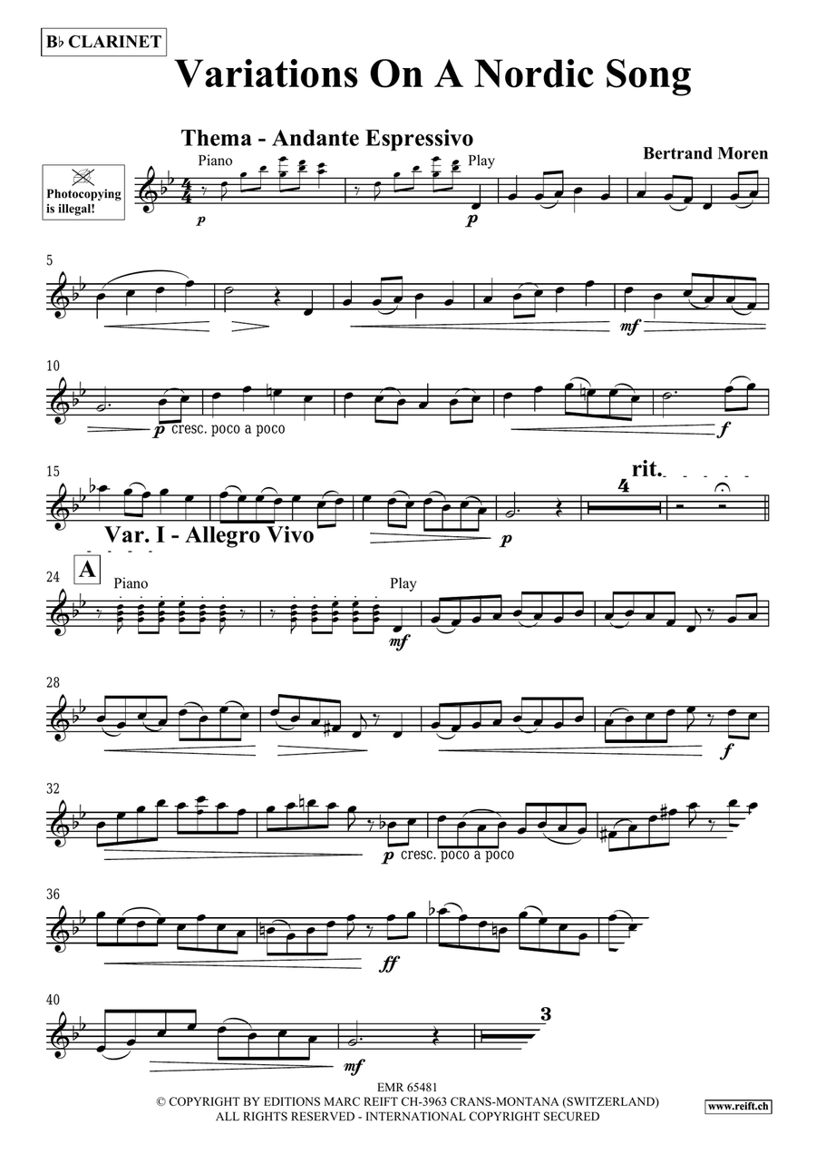 Variations On A Nordic Song Clarinet Solo scores gallery preview page 4