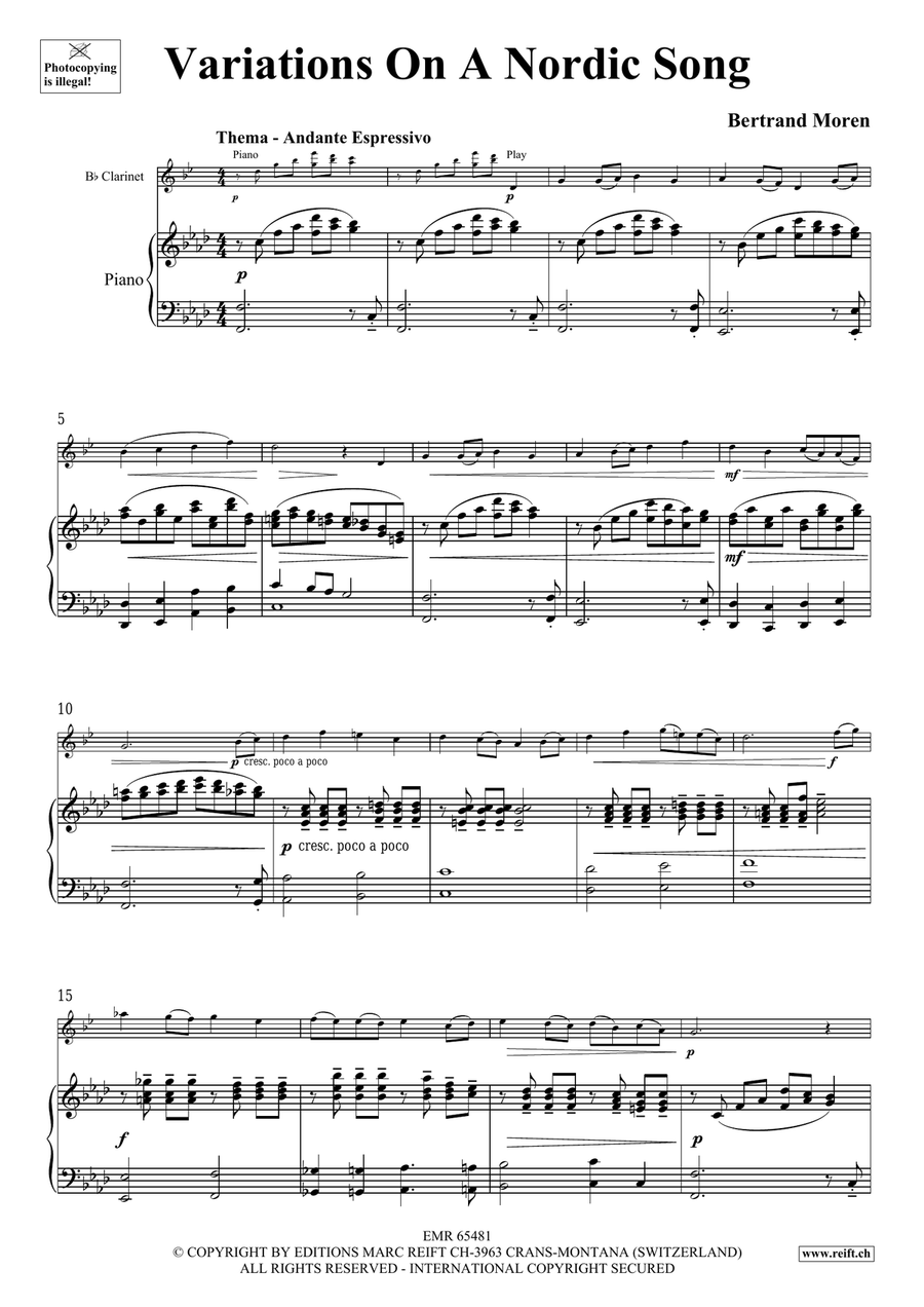 Variations On A Nordic Song Clarinet Solo scores gallery preview page 5