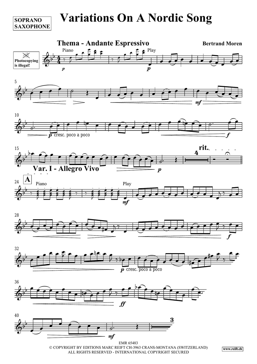 Variations On A Nordic Song Soprano Saxophone scores gallery preview page 4