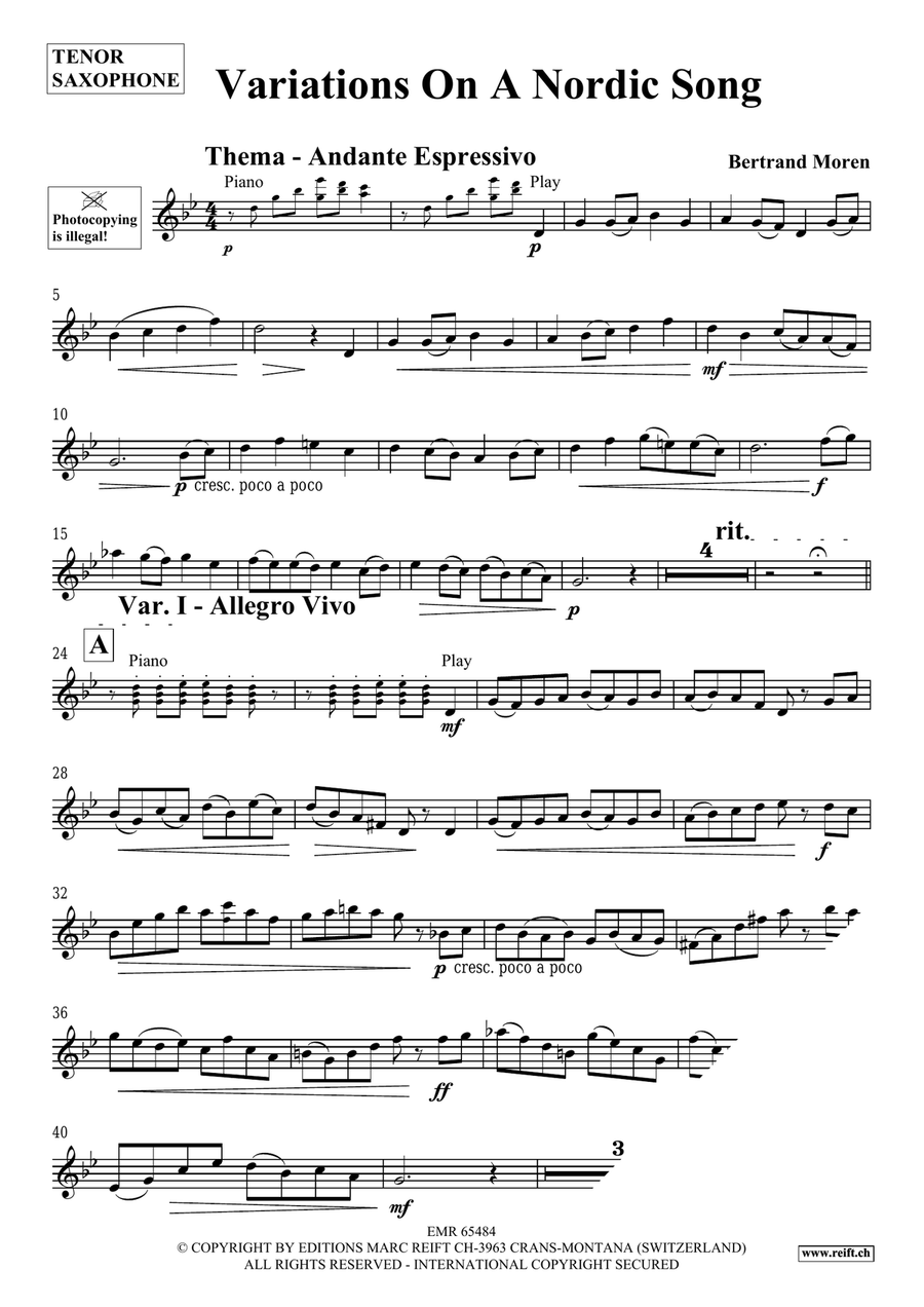 Variations On A Nordic Song Tenor Saxophone scores gallery preview page 4