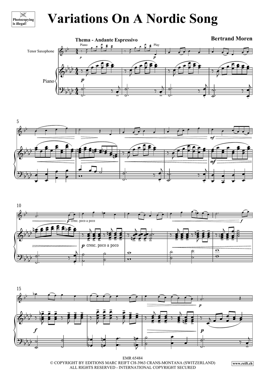 Variations On A Nordic Song Tenor Saxophone scores gallery preview page 5
