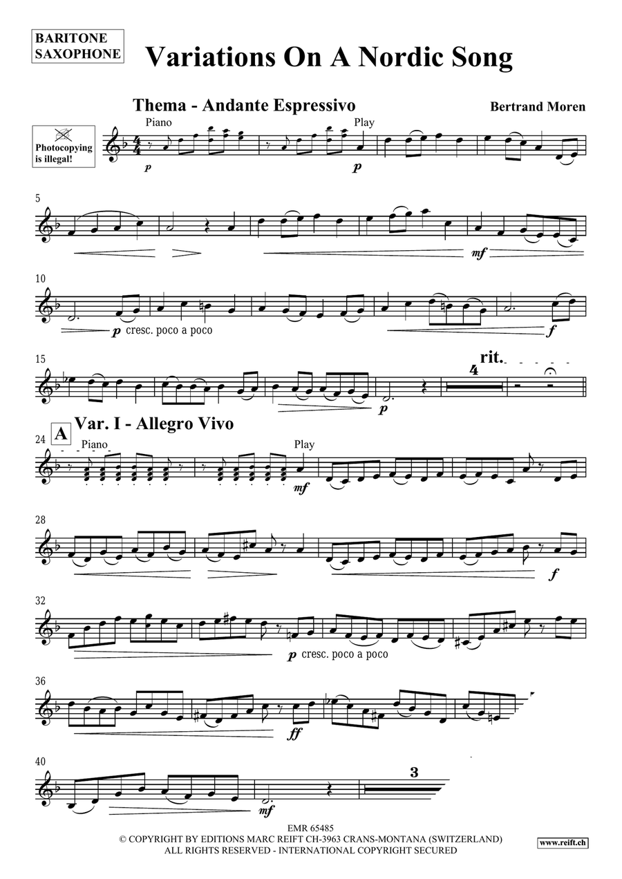 Variations On A Nordic Song Baritone Saxophone scores gallery preview page 4
