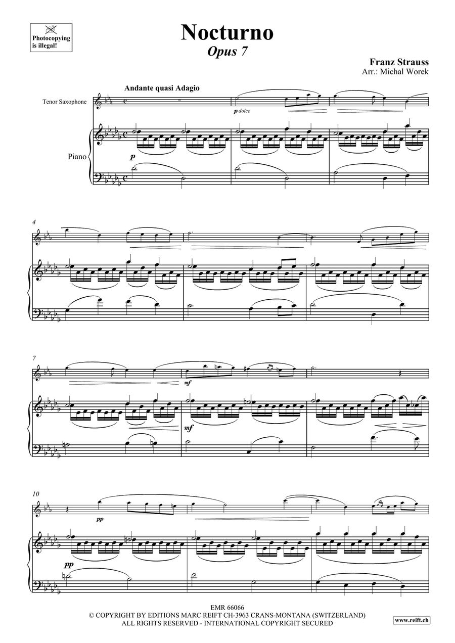 Nocturno by Franz Strauss Tenor Saxophone - Sheet Music page 4