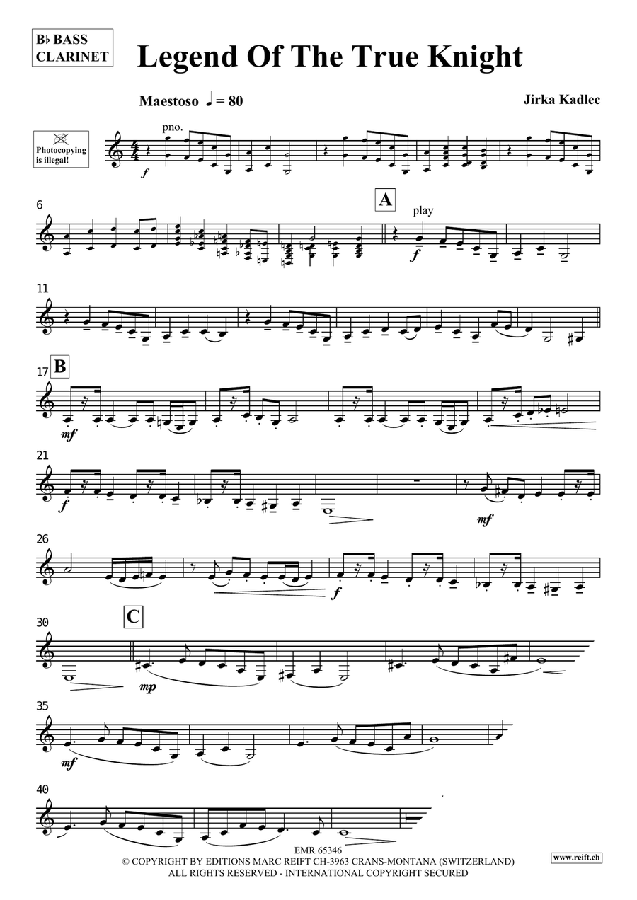Legend Of The True Knight Bass Clarinet scores gallery preview page 4