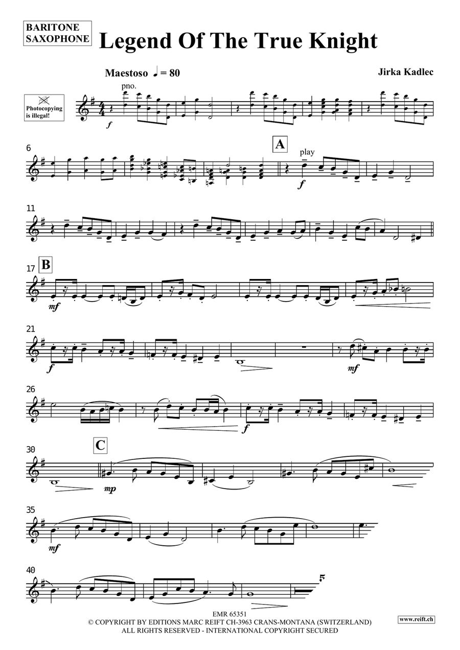 Legend Of The True Knight Baritone Saxophone scores gallery preview page 4