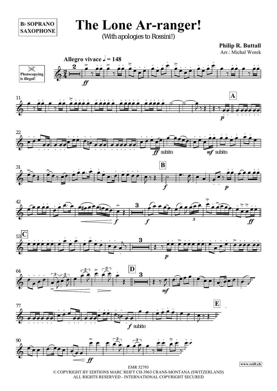 The Lone Ar-ranger! The Lone Ar-ranger! Soprano Saxophone scores gallery preview page 4