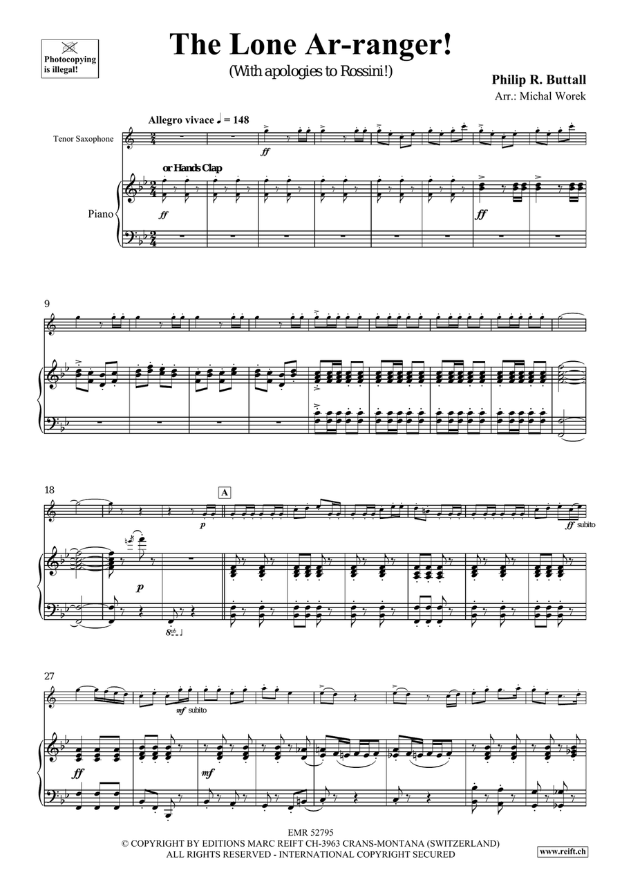 The Lone Ar-ranger! The Lone Ar-ranger! Tenor Saxophone scores gallery preview page 5