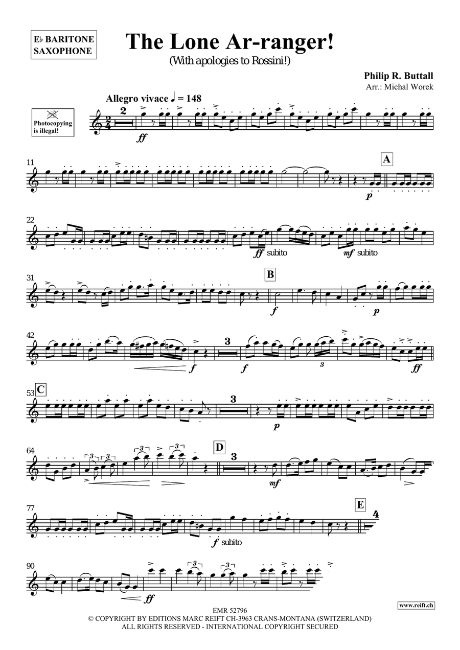 The Lone Ar-ranger! The Lone Ar-ranger! Baritone Saxophone scores gallery preview page 4