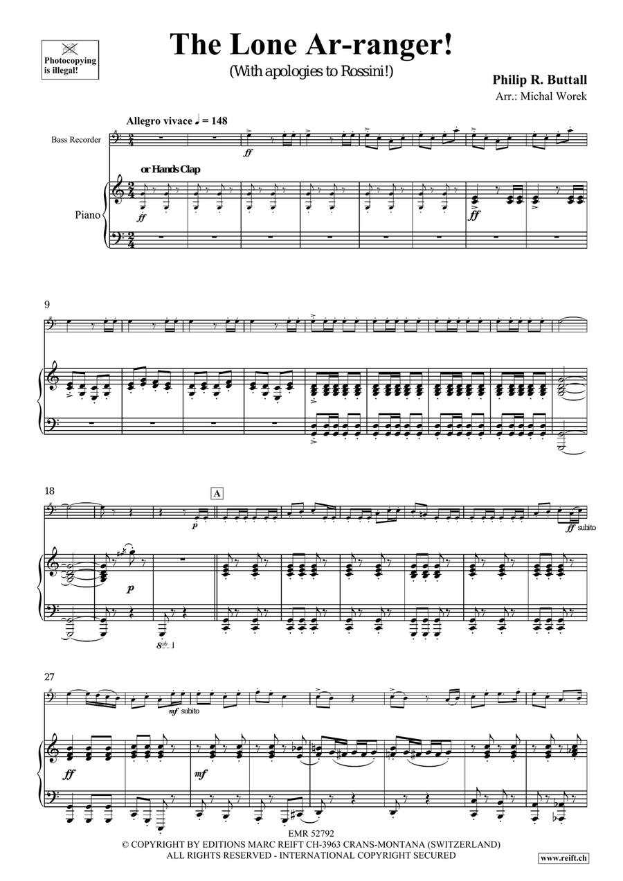 The Lone Ar-ranger! The Lone Ar-ranger! Bass Recorder scores gallery preview page 5