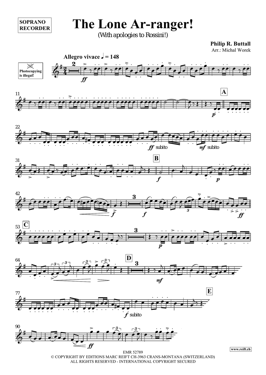The Lone Ar-ranger! The Lone Ar-ranger! Soprano Recorder scores gallery preview page 4
