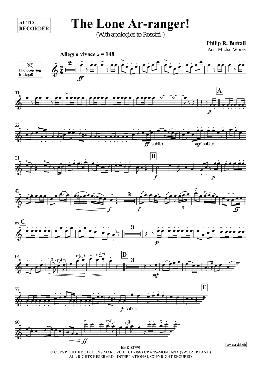 The Lone Ar-ranger! Alto Recorder - Sheet Music page 4