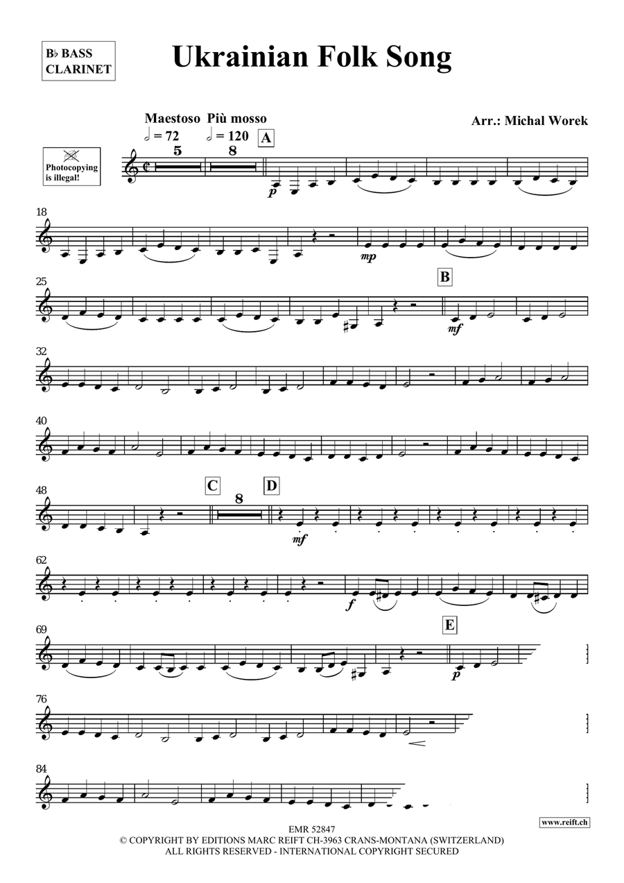 Ukrainian Folk Song Ukrainian Folk Song Bass Clarinet scores gallery preview page 3
