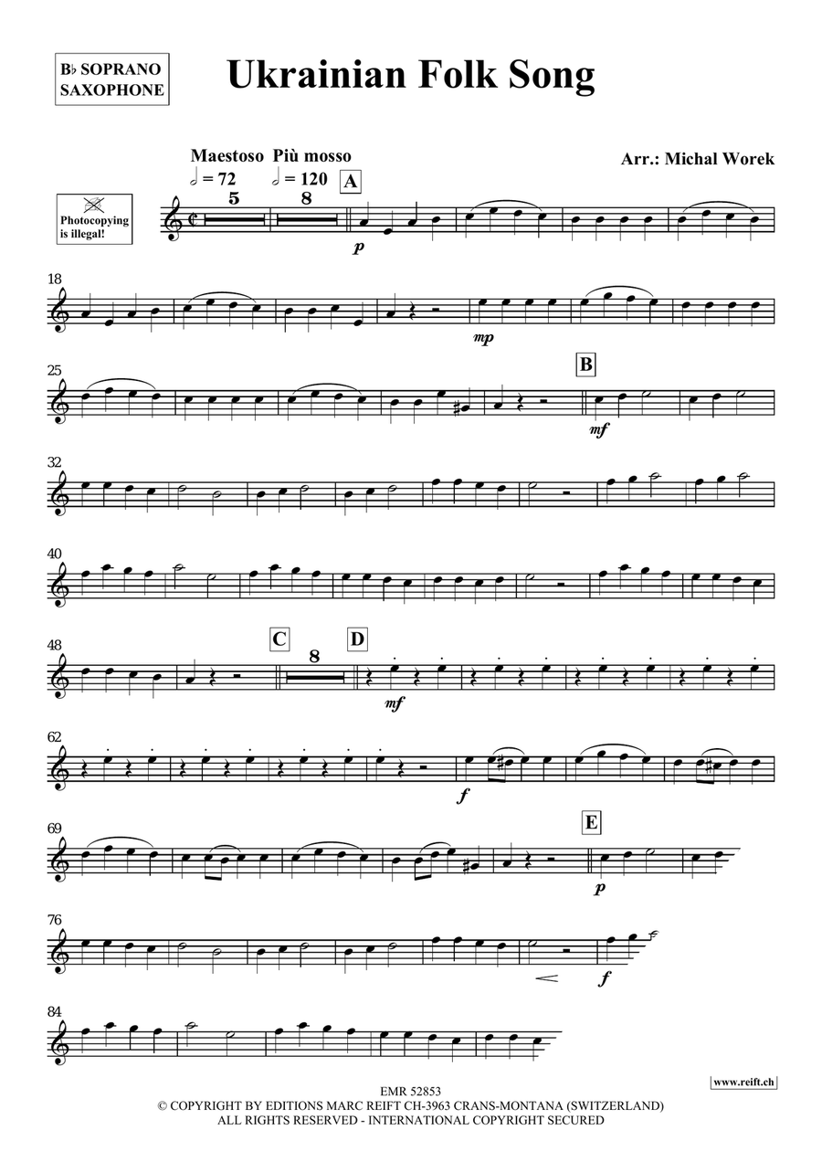 Ukrainian Folk Song Ukrainian Folk Song Soprano Saxophone scores gallery preview page 3
