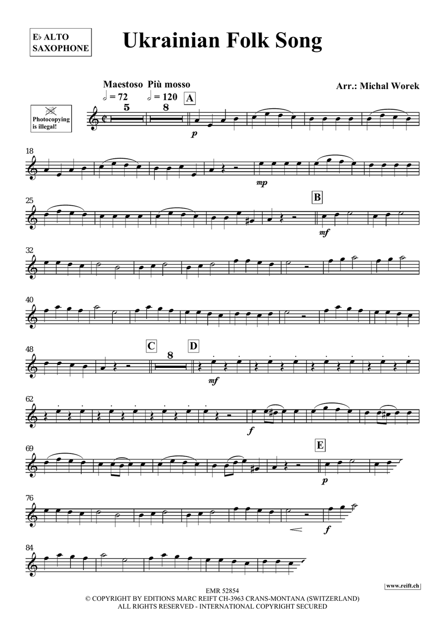 Ukrainian Folk Song Ukrainian Folk Song Alto Saxophone scores gallery preview page 3