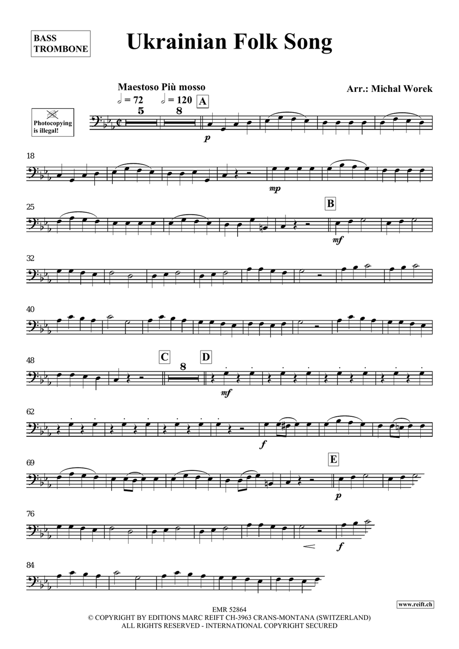 Ukrainian Folk Song Ukrainian Folk Song Bass Trombone scores gallery preview page 3