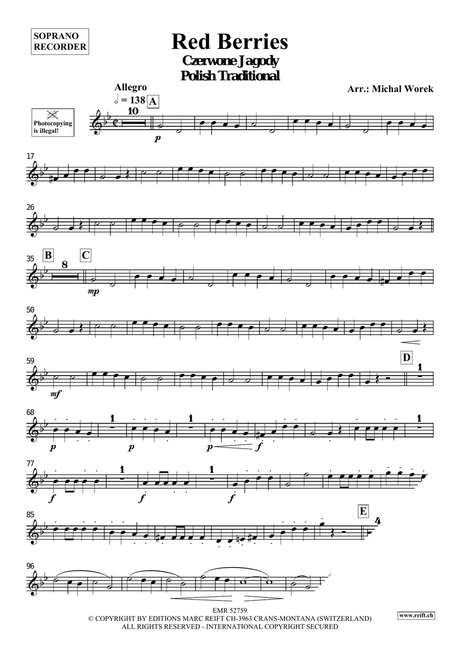 Red Berries Red Berries Soprano Recorder scores gallery preview page 3