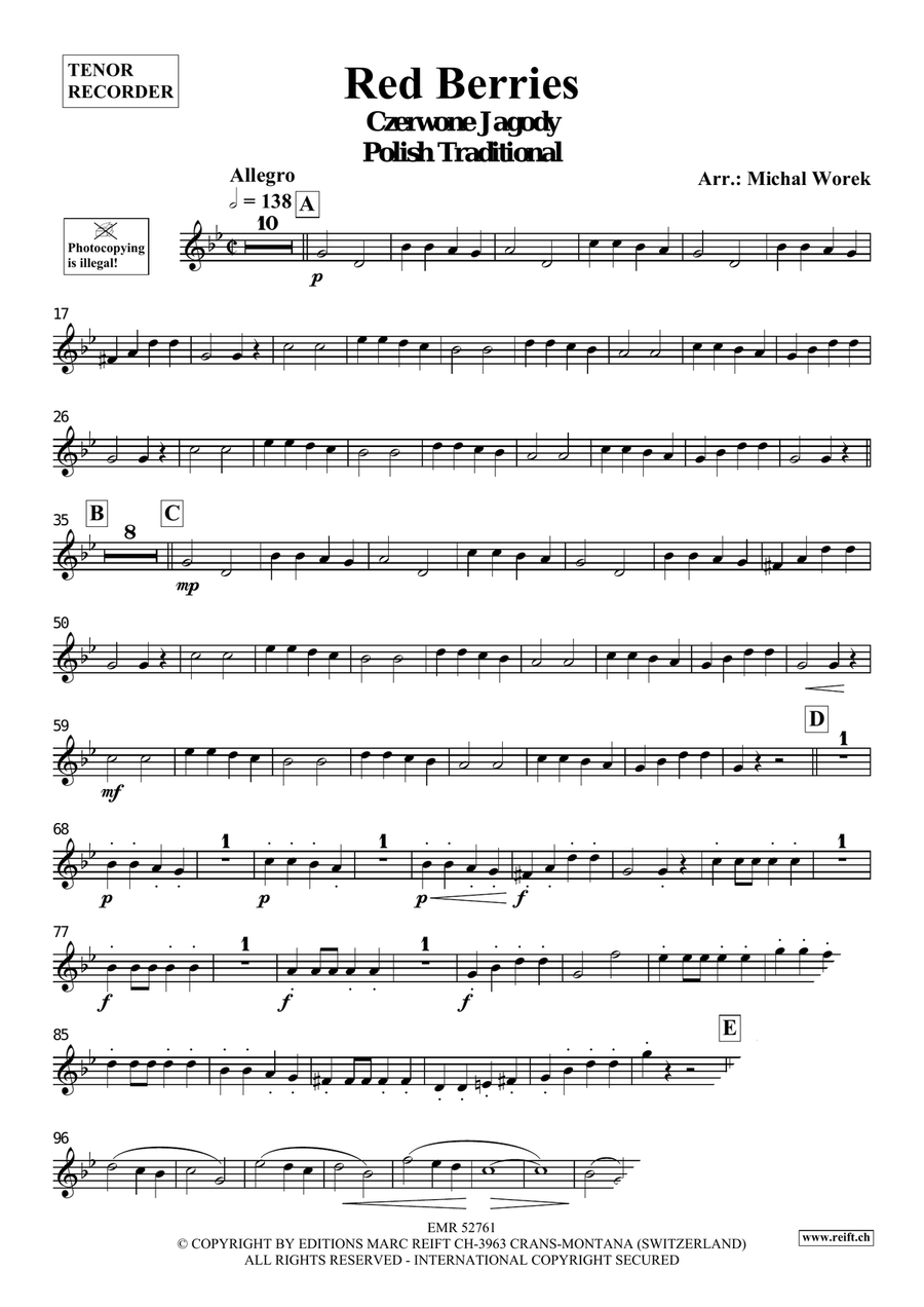 Red Berries Red Berries Tenor Recorder scores gallery preview page 3