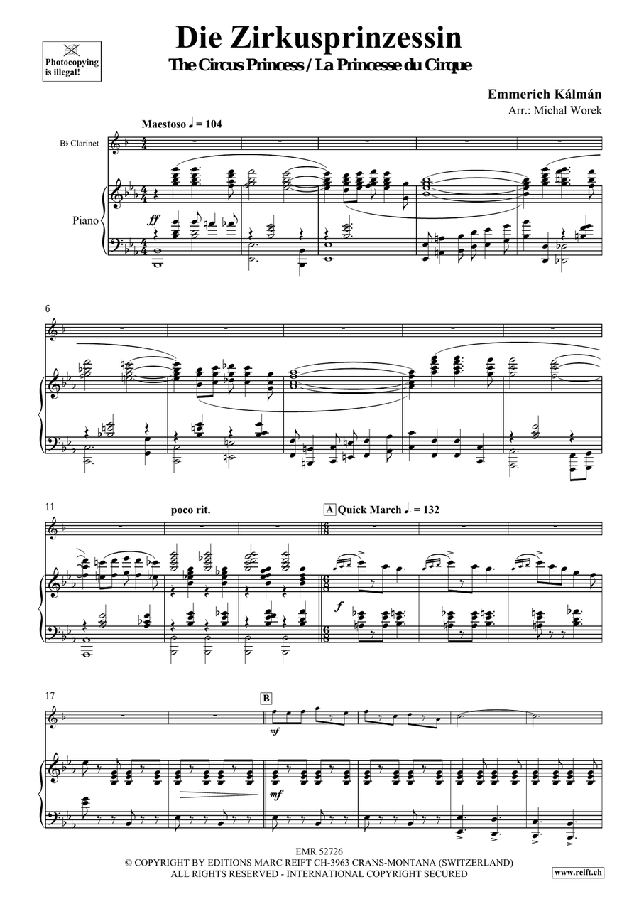 Die Zirkusprinzessin Die Zirkusprinzessin Clarinet Solo scores gallery preview page 4