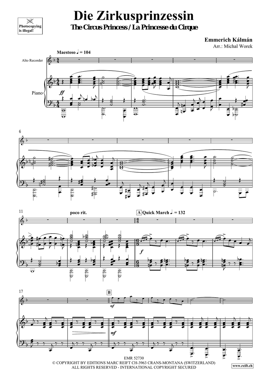 Die Zirkusprinzessin Die Zirkusprinzessin Alto Recorder scores gallery preview page 4