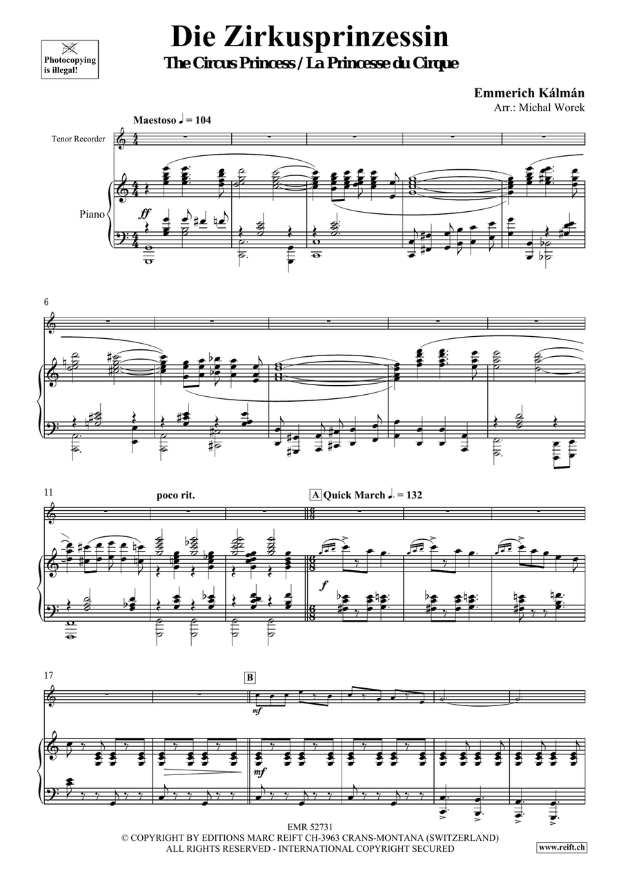 Die Zirkusprinzessin Die Zirkusprinzessin Tenor Recorder scores gallery preview page 4