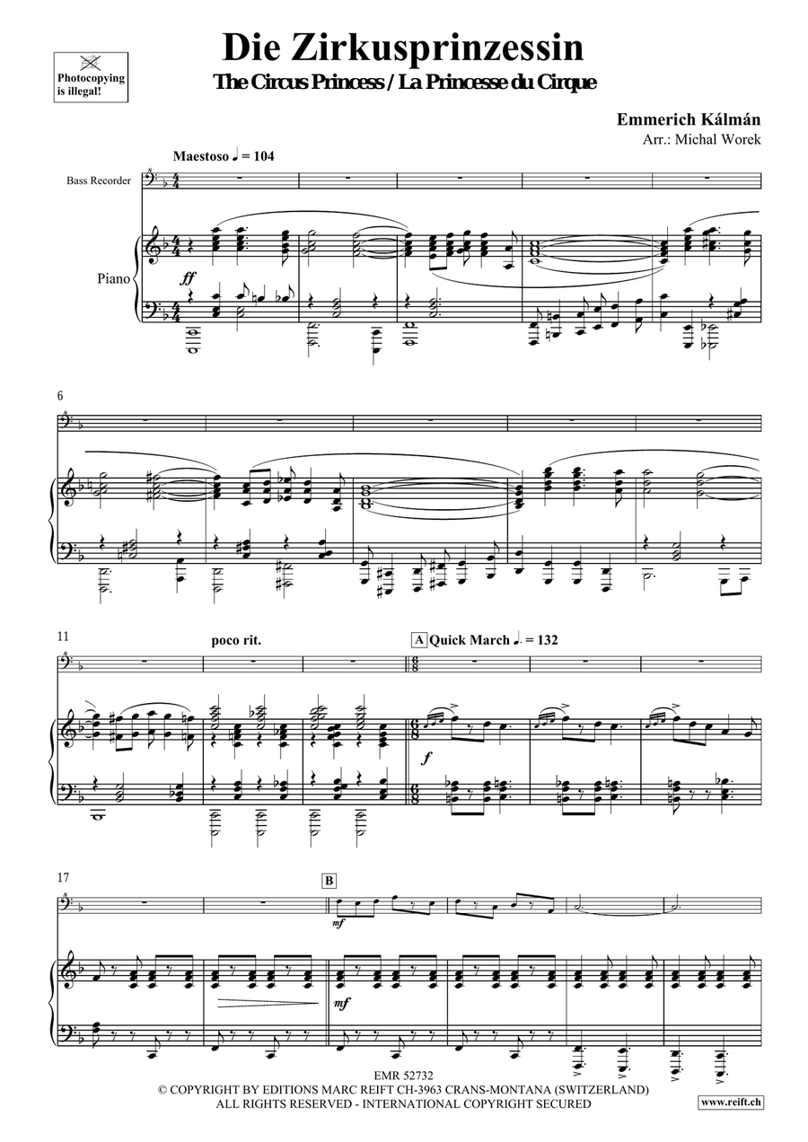 Die Zirkusprinzessin Die Zirkusprinzessin Bass Recorder scores gallery preview page 4