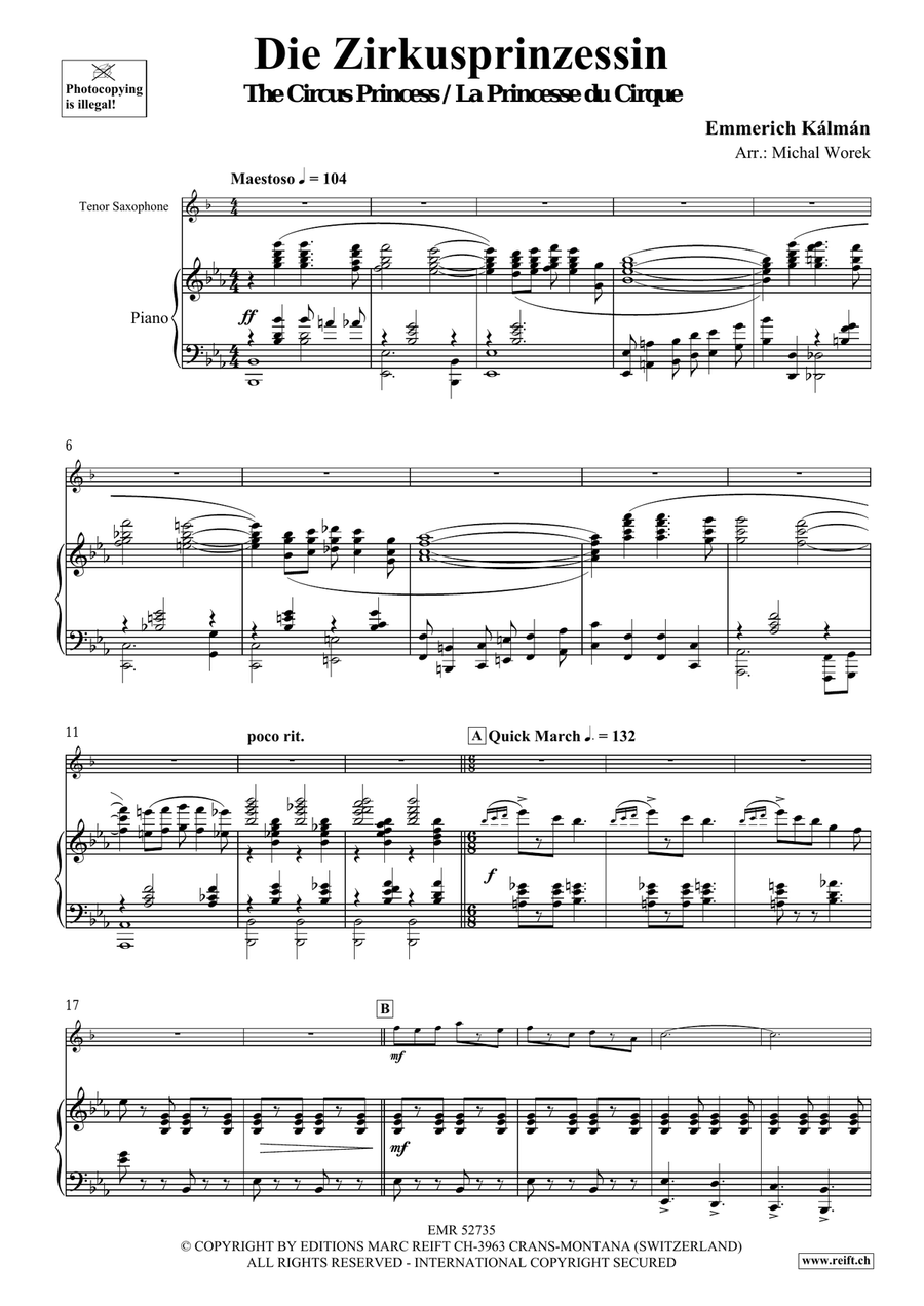 Die Zirkusprinzessin Die Zirkusprinzessin Tenor Saxophone scores gallery preview page 4