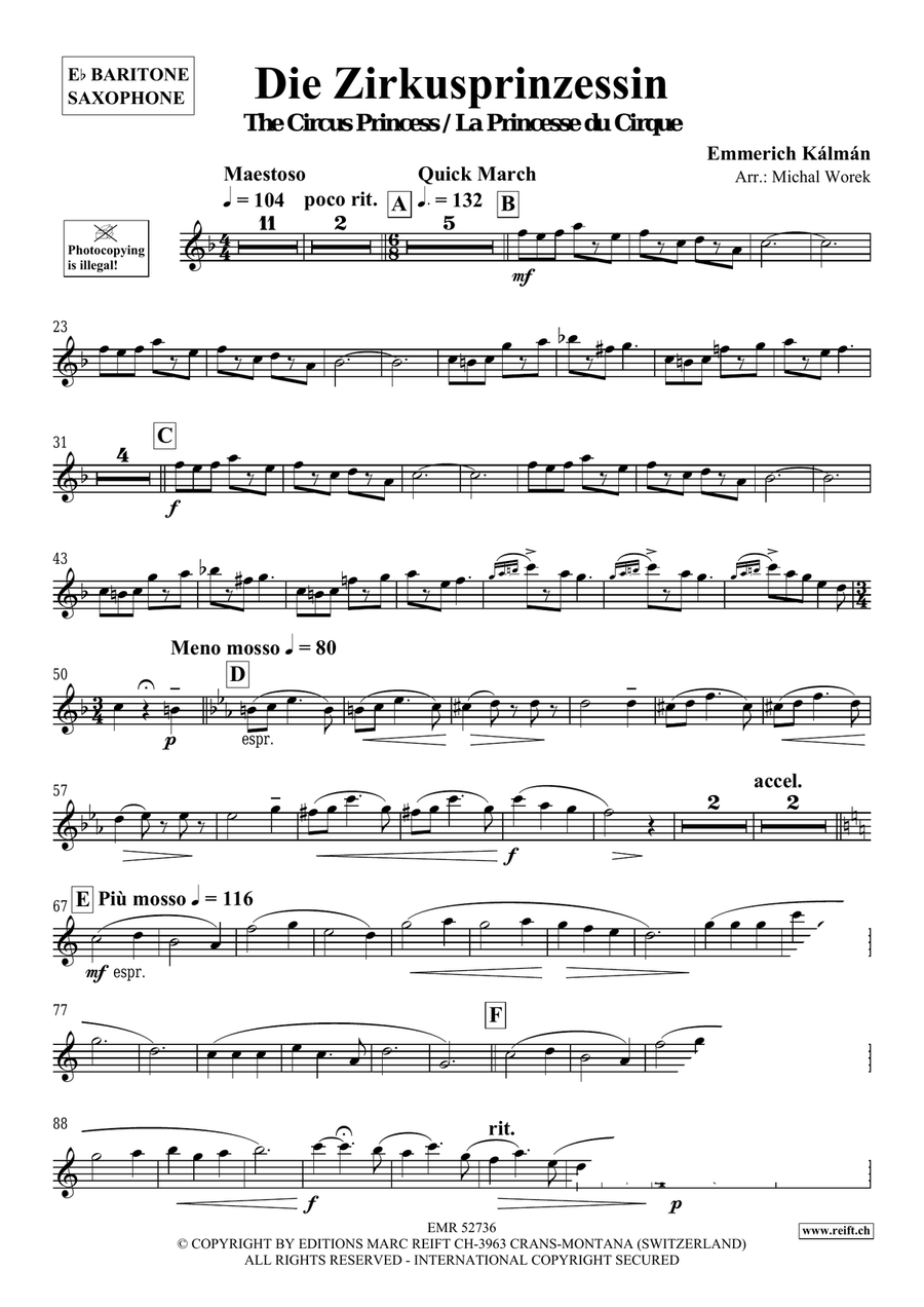 Die Zirkusprinzessin Die Zirkusprinzessin Baritone Saxophone scores gallery preview page 3