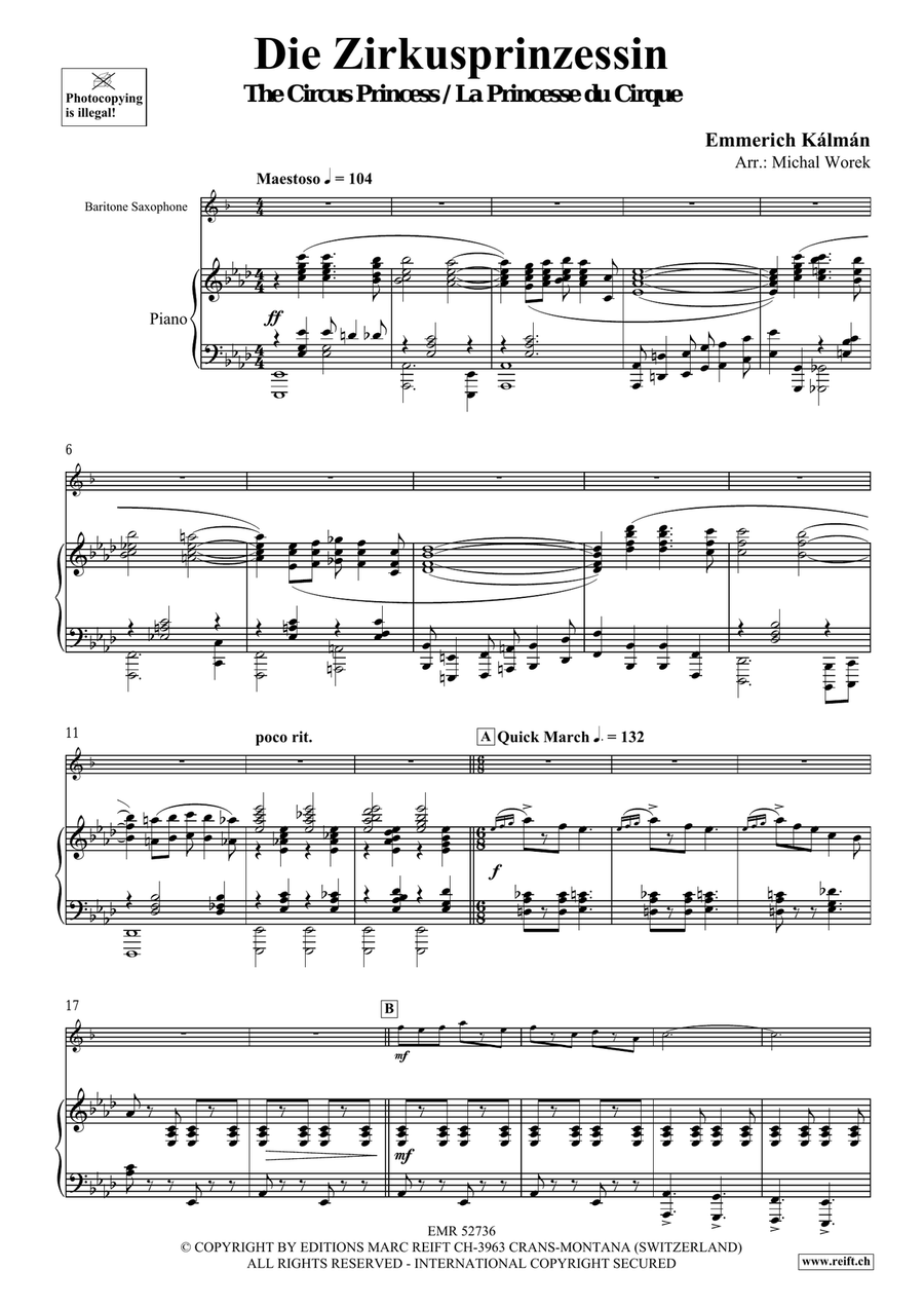 Die Zirkusprinzessin Die Zirkusprinzessin Baritone Saxophone scores gallery preview page 4