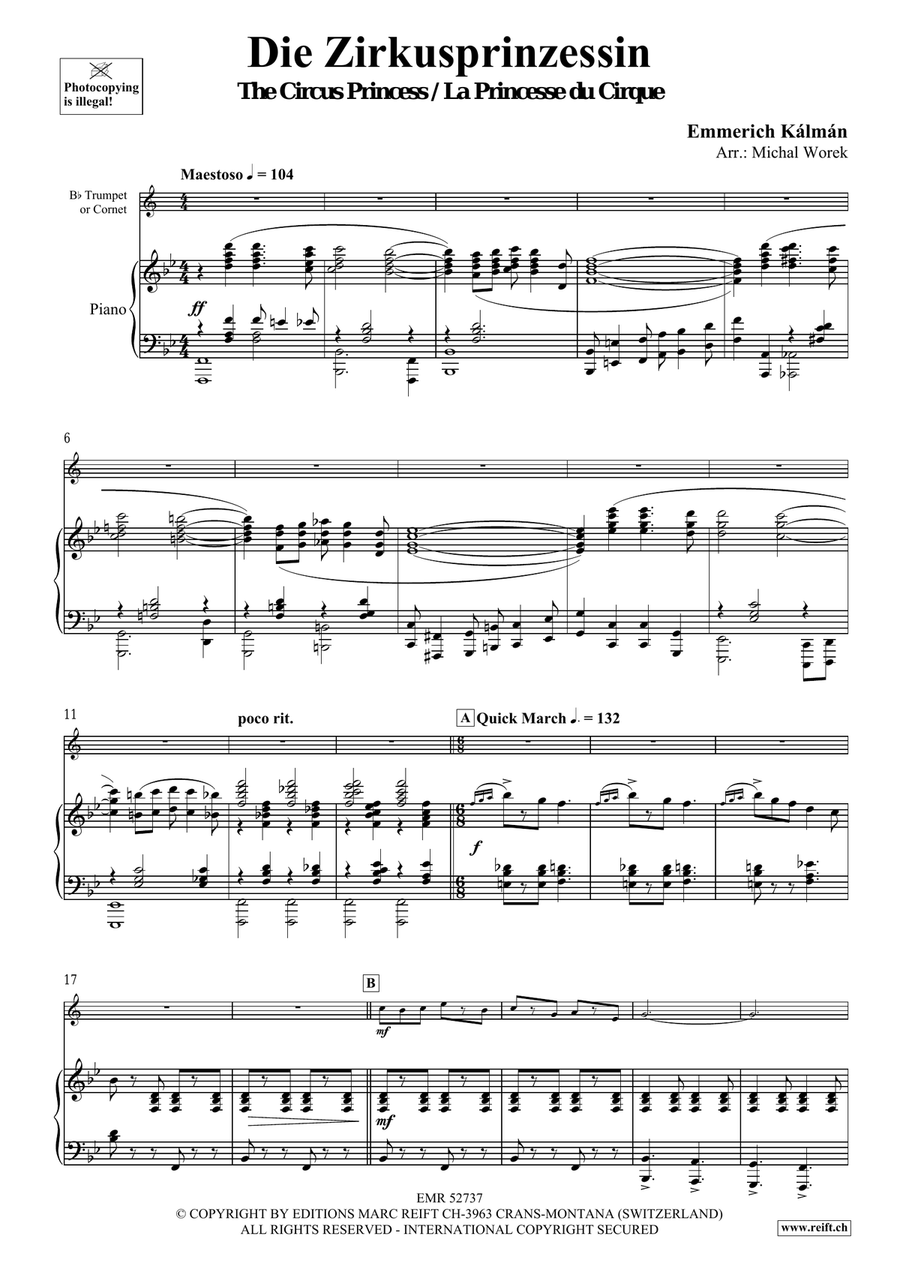 Die Zirkusprinzessin Die Zirkusprinzessin Cornet scores gallery preview page 4