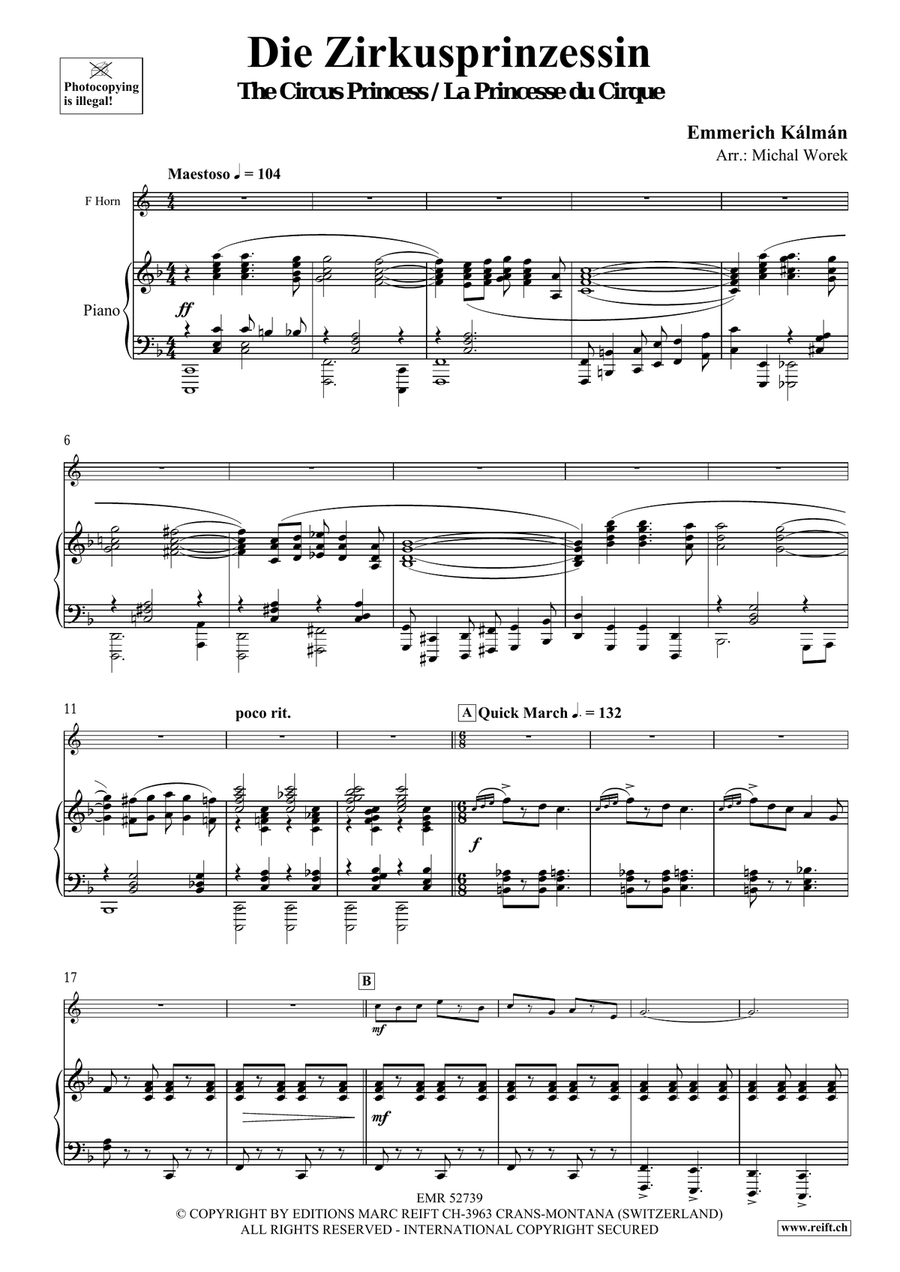 Die Zirkusprinzessin Die Zirkusprinzessin Horn scores gallery preview page 4
