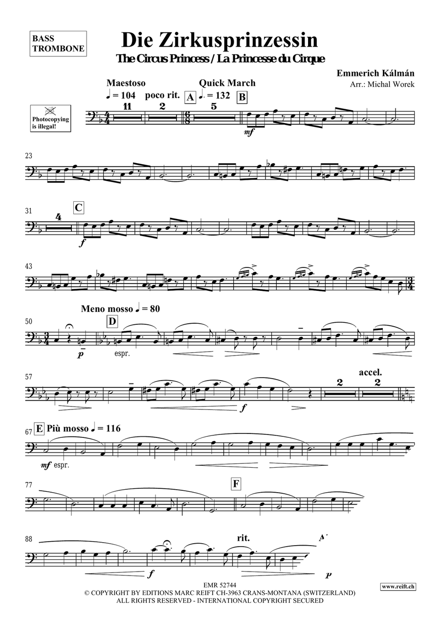 Die Zirkusprinzessin Die Zirkusprinzessin Bass Trombone scores gallery preview page 3