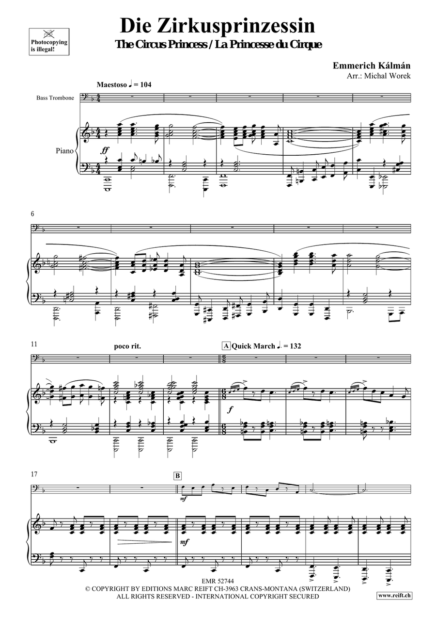 Die Zirkusprinzessin Die Zirkusprinzessin Bass Trombone scores gallery preview page 4