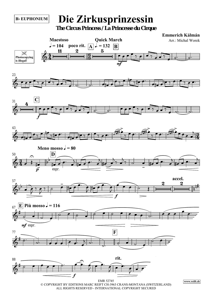 Die Zirkusprinzessin Die Zirkusprinzessin Euphonium scores gallery preview page 3
