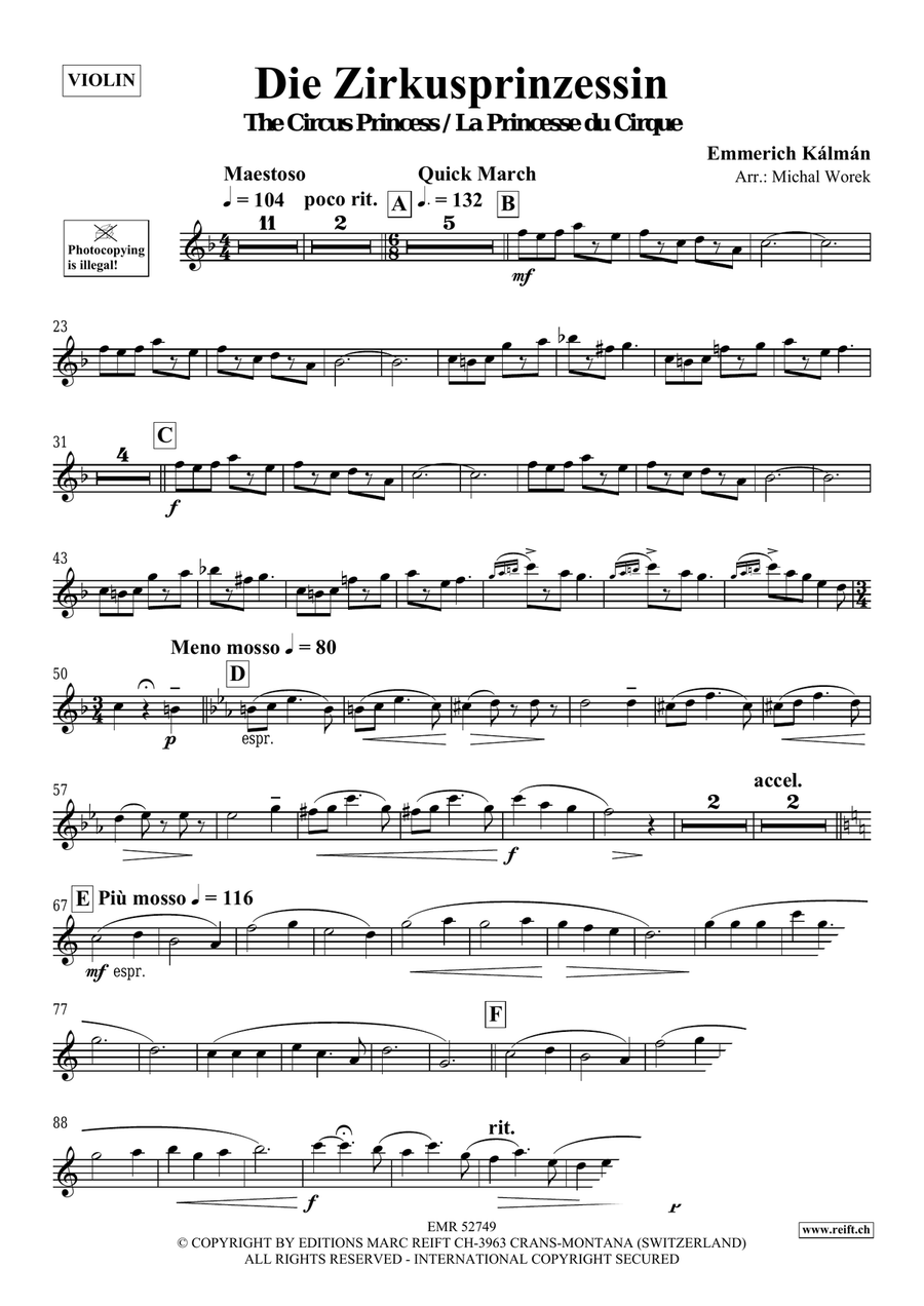 Die Zirkusprinzessin Die Zirkusprinzessin Violin Solo scores gallery preview page 3