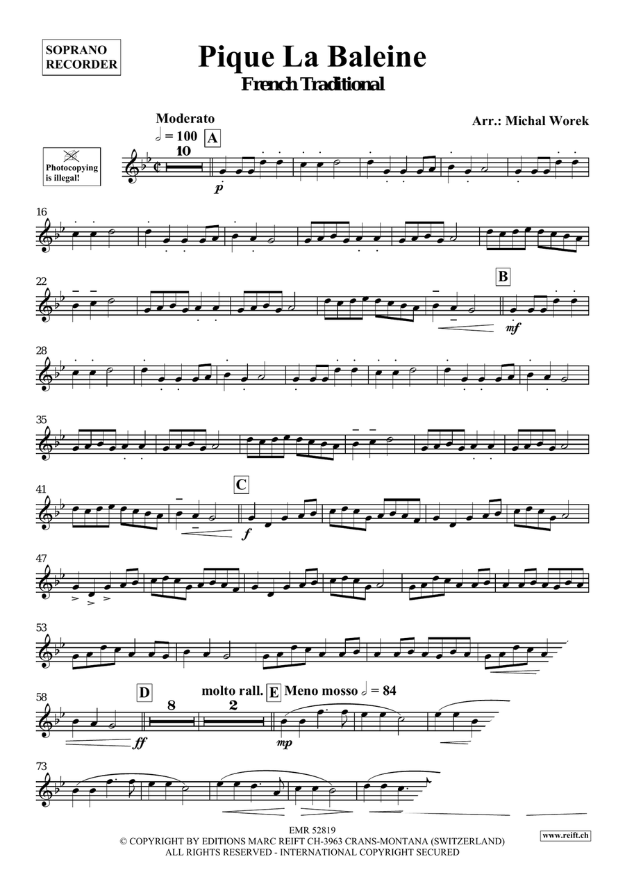 Pique La Baleine Pique La Baleine Soprano Recorder scores gallery preview page 3