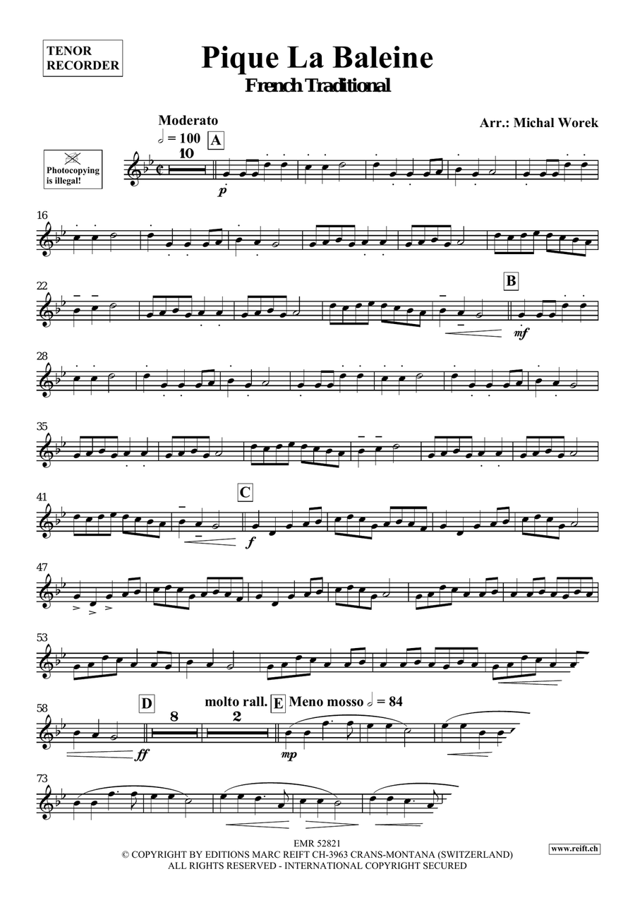 Pique La Baleine Pique La Baleine Tenor Recorder scores gallery preview page 3