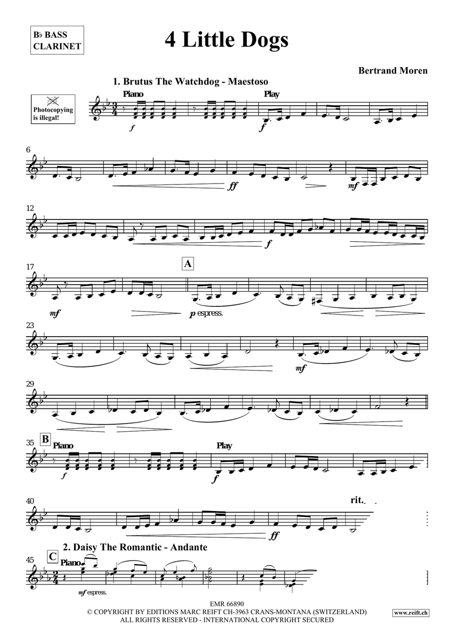 4 Little Dogs 4 Little Dogs Bass Clarinet scores gallery preview page 4