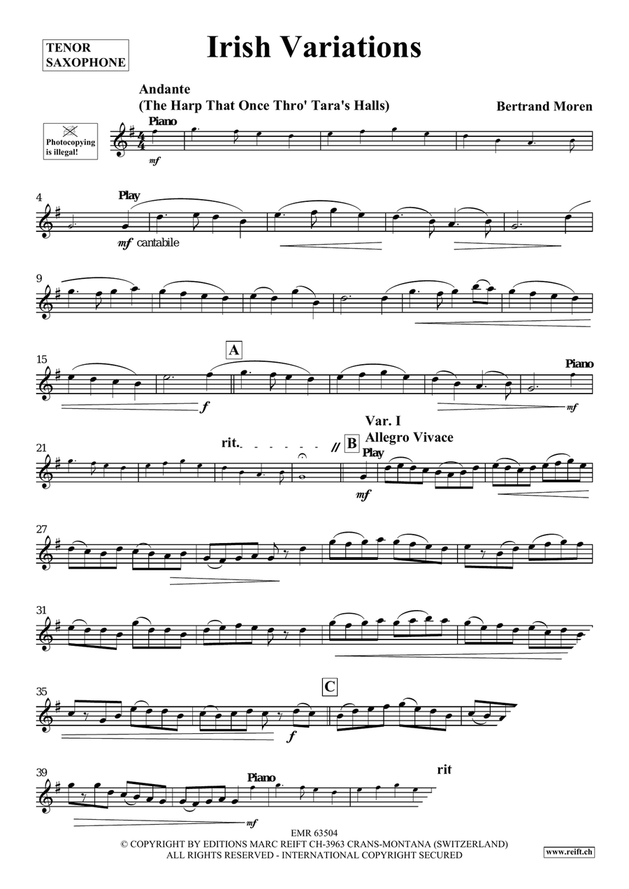 Irish Variations Irish Variations Tenor Saxophone scores gallery preview page 4