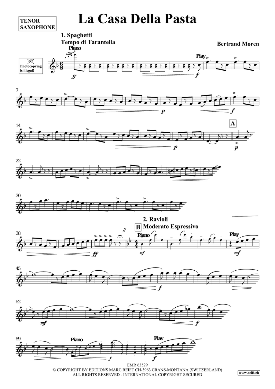 La Casa Della Pasta La Casa Della Pasta Tenor Saxophone scores gallery preview page 3