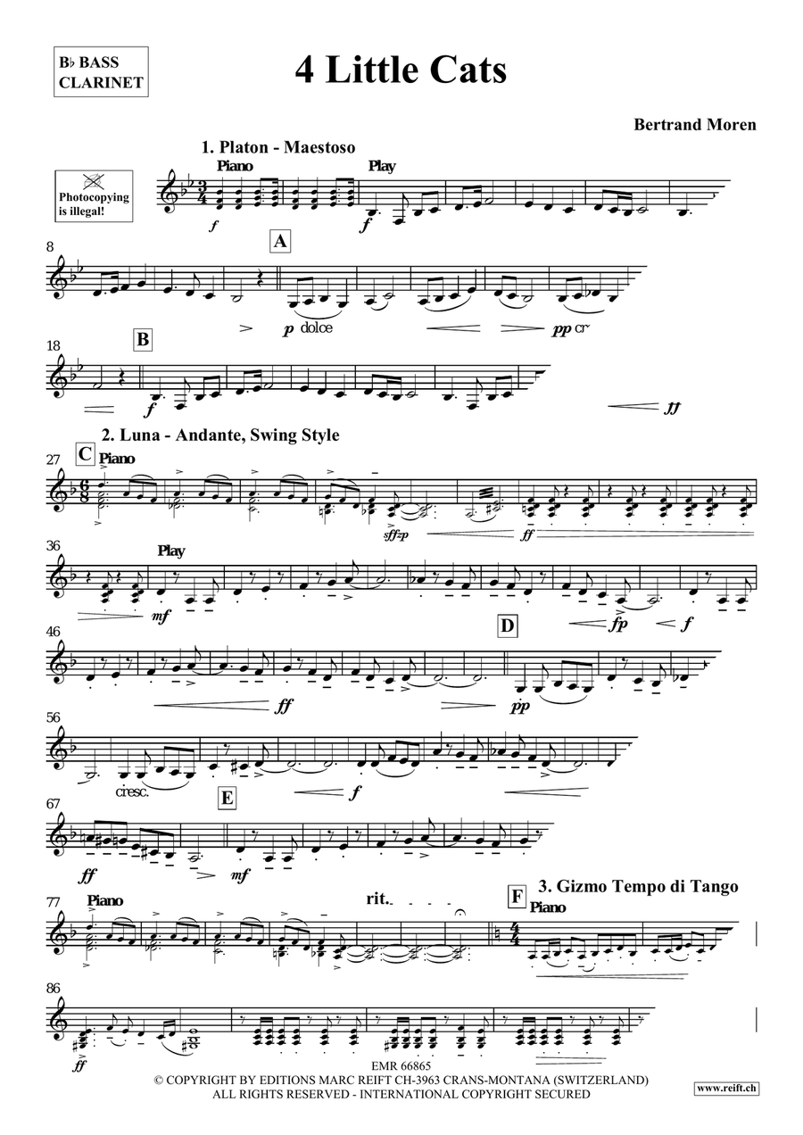 4 Little Cats 4 Little Cats Bass Clarinet scores gallery preview page 4