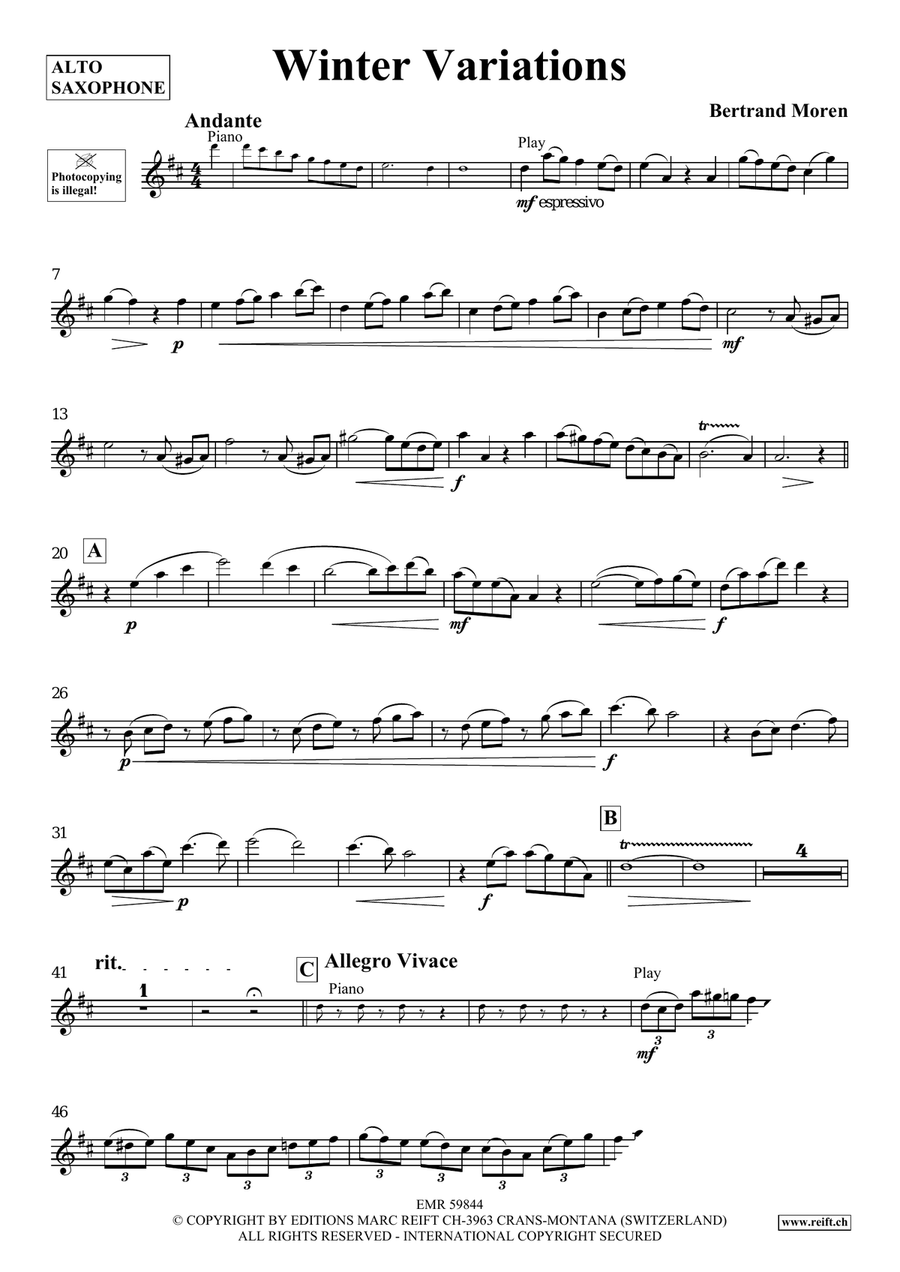 Winter Variations Winter Variations Alto Saxophone scores gallery preview page 4